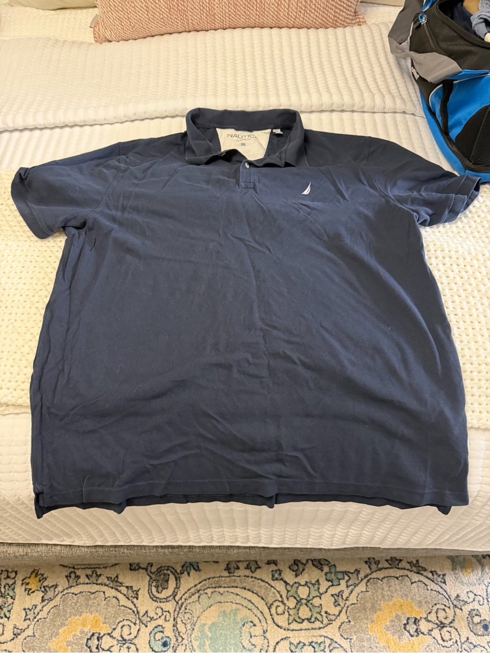 Nautica Men's Dark Blue Polo with Embroidered Sail Logo